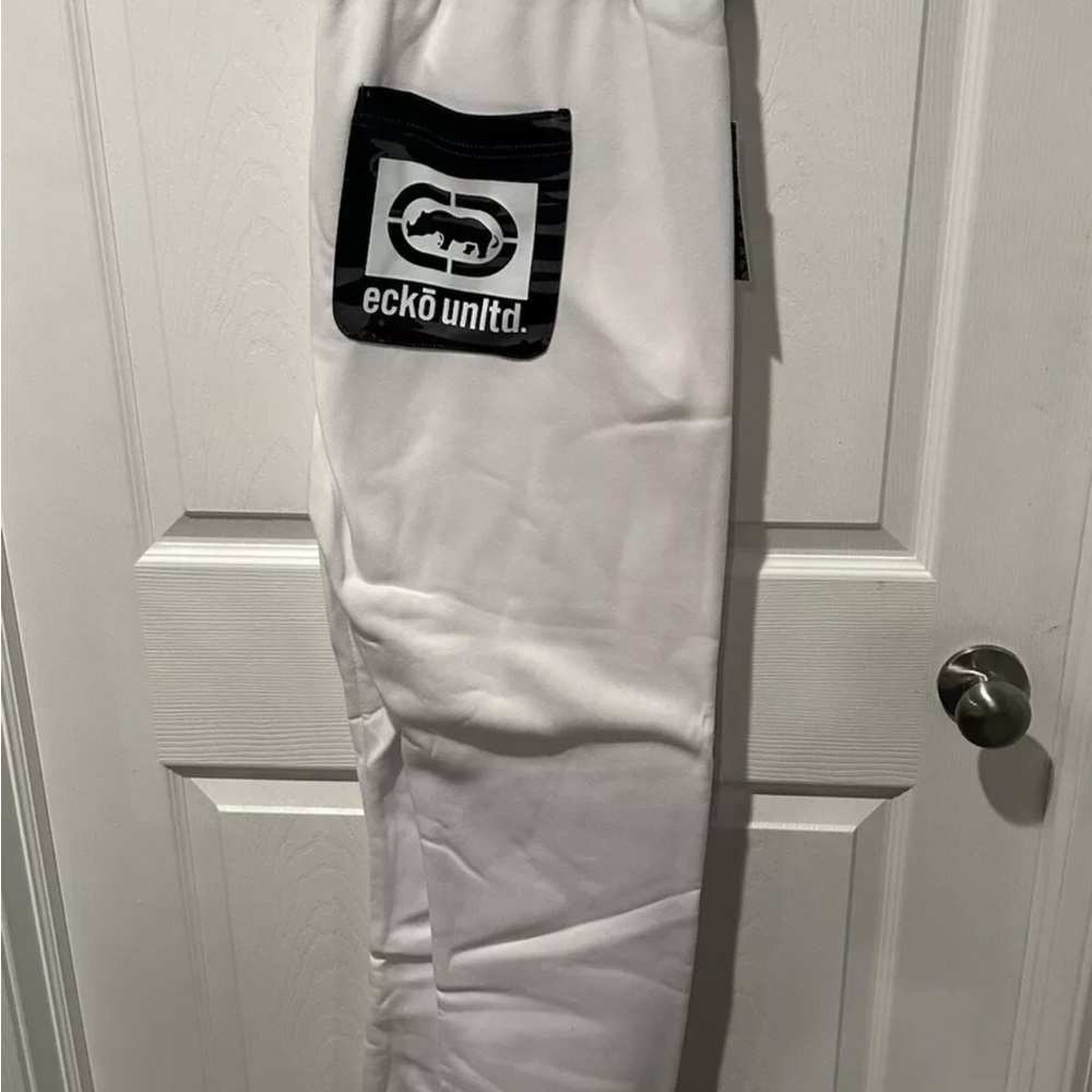 Ecko Unltd White Pants with Black Logo